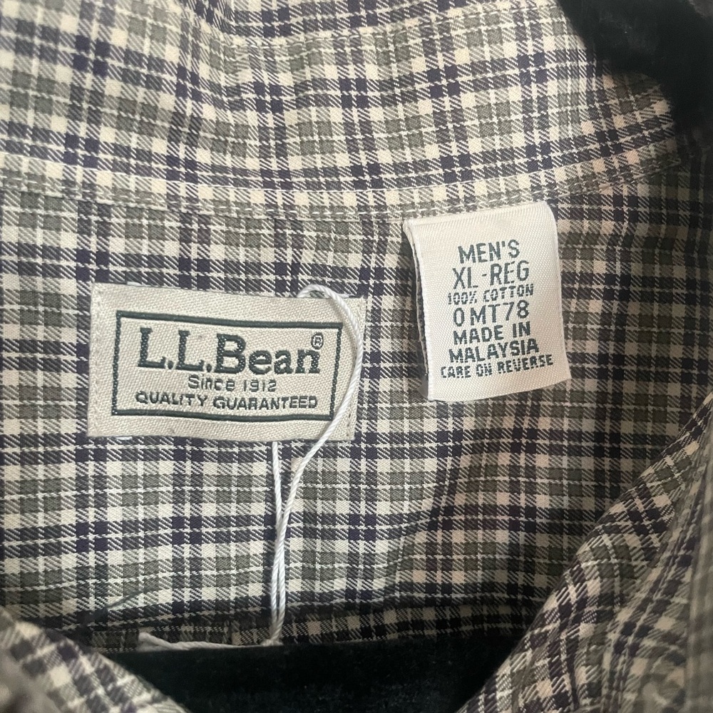 LL Bean Green and Blue Plaid Shirt